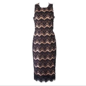 NWOT Gianni Bini Black Lace Nude Illusion Dress